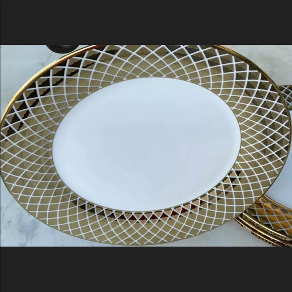 CIROA LUXE DINNER PLATES GOLD METALLIC PORCELAIN - Picture 3 of 7
